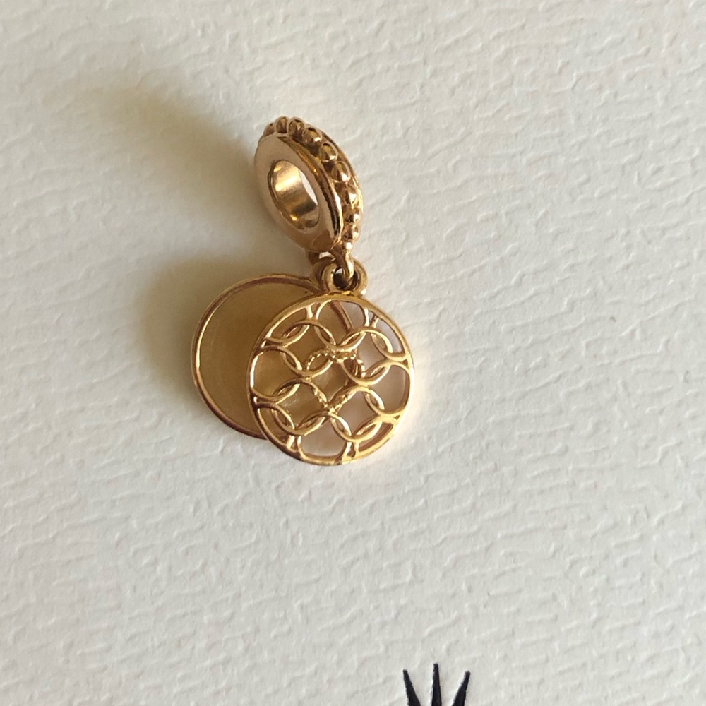 Authentic Pandora 14K Rose Gold Plated Double Charm / Pendant. NWOT.